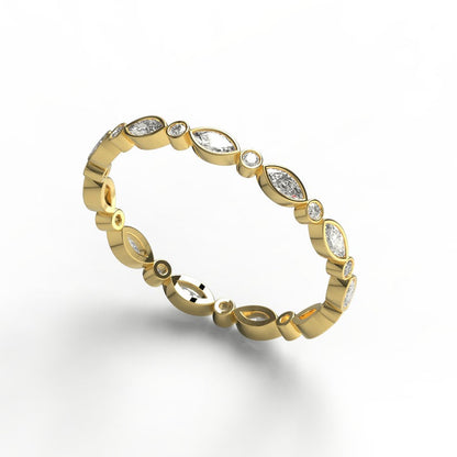 Marquise and Round Diamond Bezel Set Eternity Wedding Ring