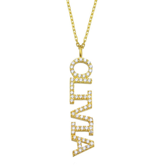 Olivia Diamond Vertical Name Necklace