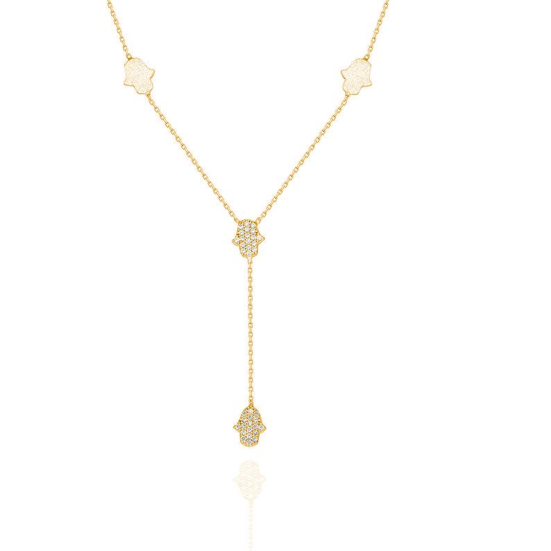Diamond Lariat Hamsa Necklace
