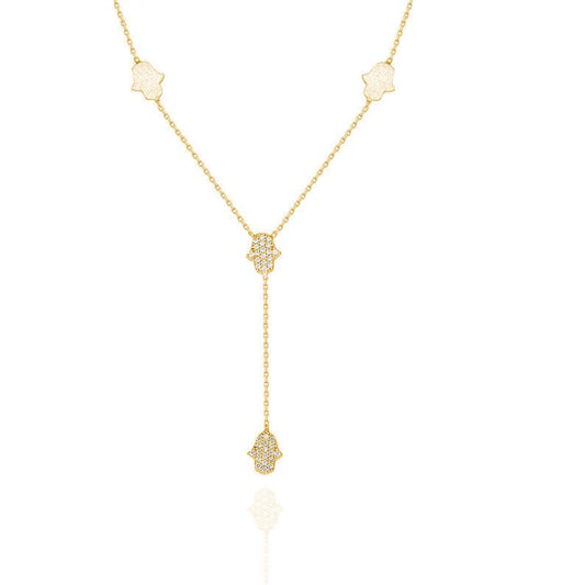 Diamond Lariat Hamsa Necklace