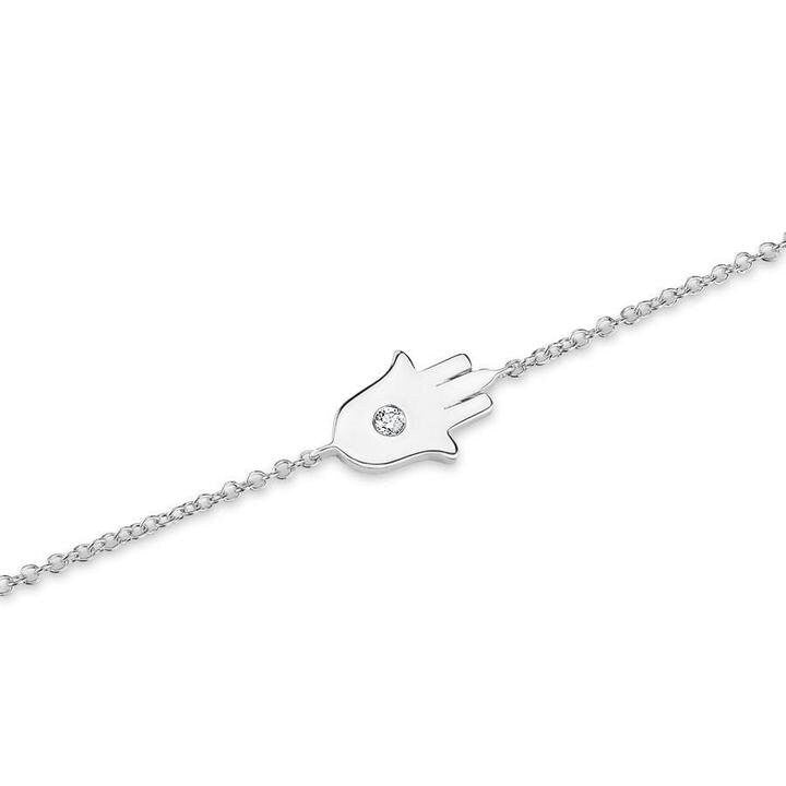 Diamond Hamsa Bracelet / 14k Single Diamond Hamsa Protection Bracelet / Protection Jewelry / Holiday Gift / Birthday Gift