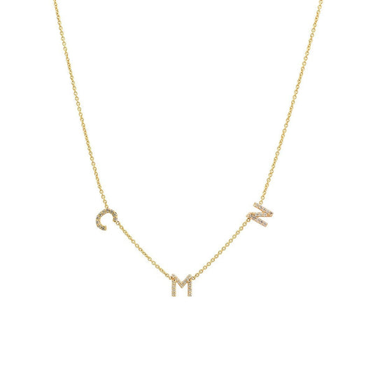 Diamond Initial Necklace / 14k Personalized Pave Diamond Initial Necklace / Diamond Name Necklace / Anniversary Gift / Graduation Gift