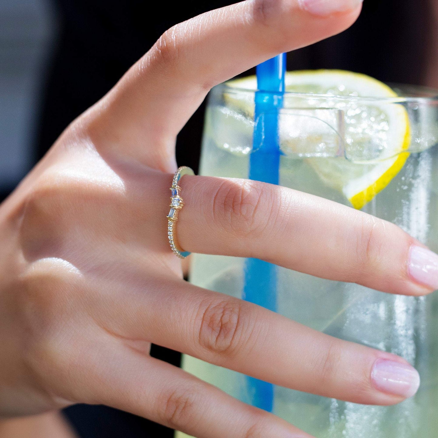 Round Diamond Baguette Ring