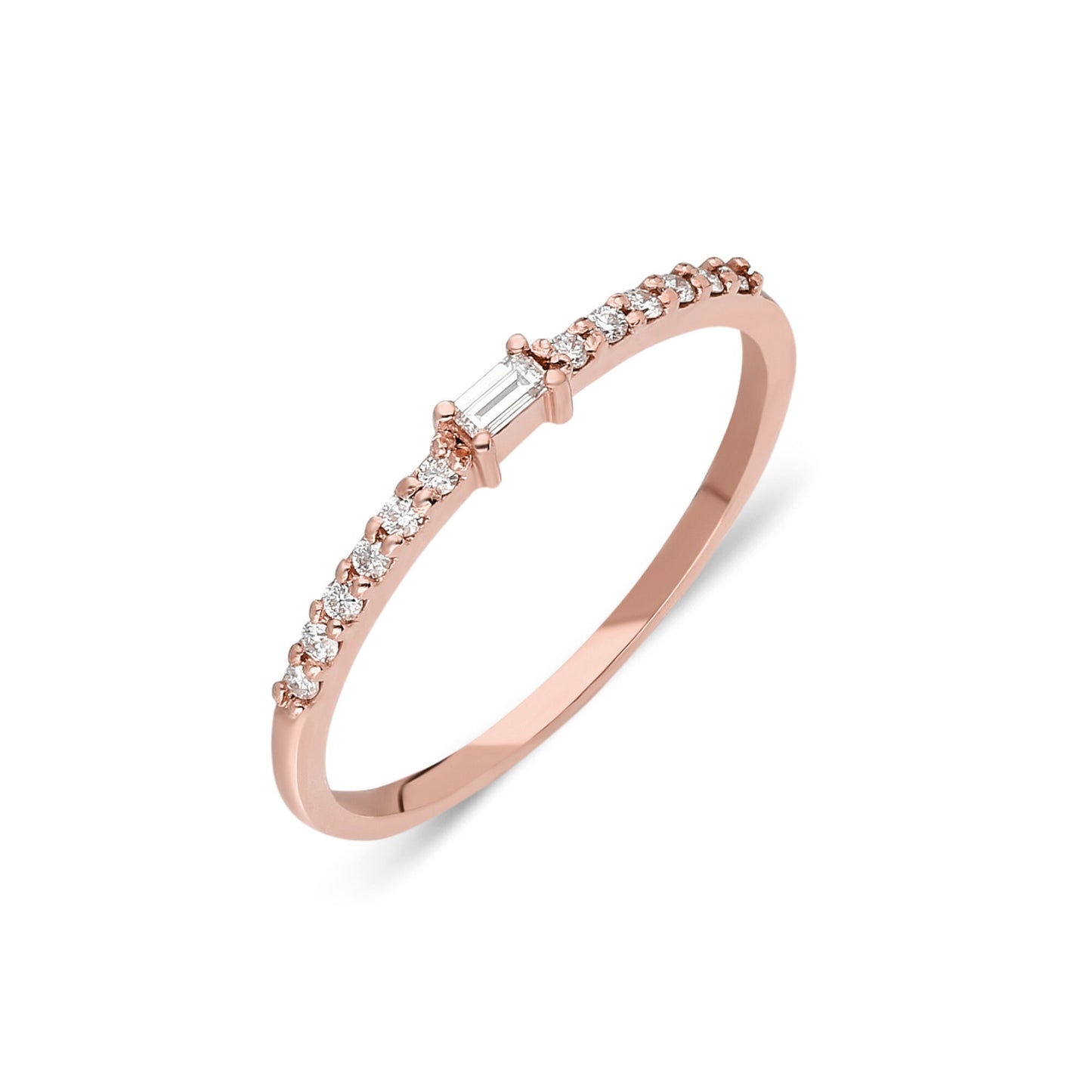 Baguette Diamond Stacking Ring / 14k Gold Baguette Diamond Wedding Band / Diamond Stacking Ring / Bridal Gift / Diamond Anniversary Ring