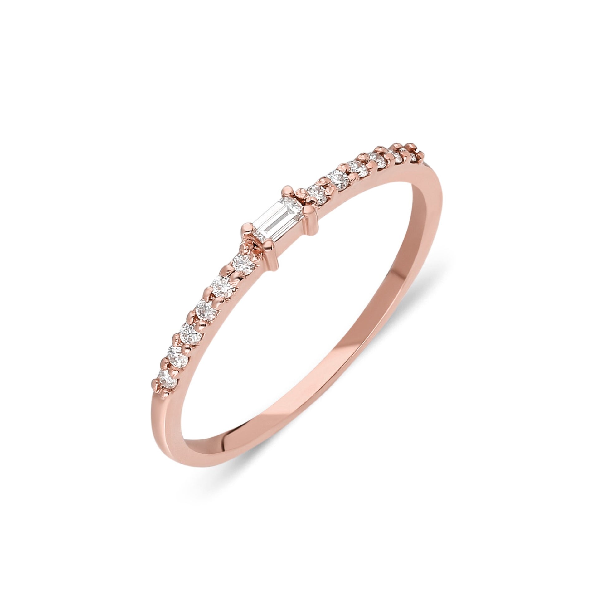Baguette Diamond Stacking Ring / 14k Gold Baguette Diamond Wedding Band / Diamond Stacking Ring / Bridal Gift / Diamond Anniversary Ring