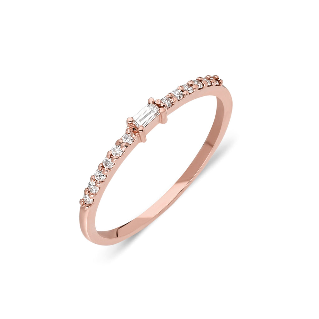 Baguette Diamond Stacking Ring / 14k Gold Baguette Diamond Wedding Band / Diamond Stacking Ring / Bridal Gift / Diamond Anniversary Ring