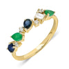 Pear Cut Emerald Sapphire Diamond Ring