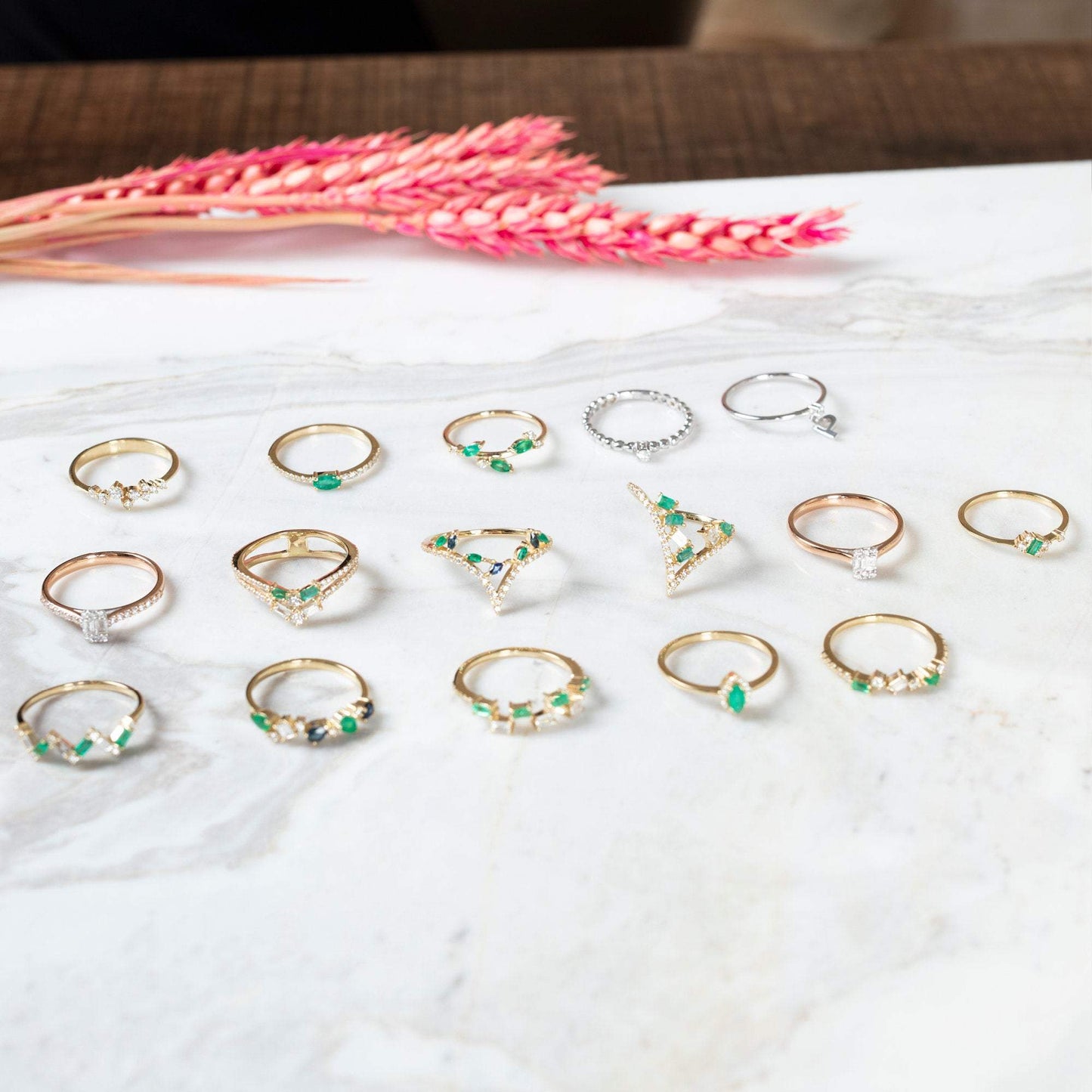 Zig Zag Emerald Diamond Baguette Ring