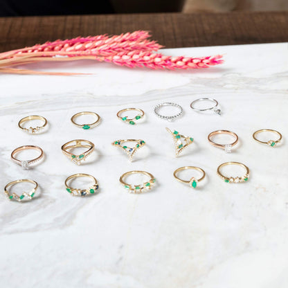 Zig Zag Emerald Diamond Baguette Ring