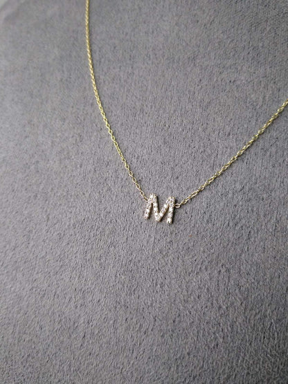 Tiny Diamond Letter Necklace