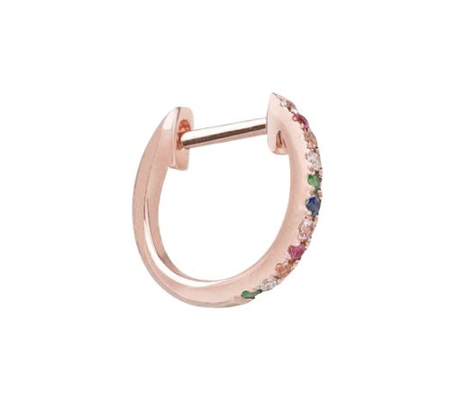 Rainbow Hoop Earrings / 14k Gold Multi Color Hoop Earrings / Anniversary Gift / Birthday Gift / Graduation Gift / Bridal Gift / Wedding Gift