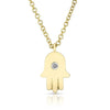 Diamond Hamsa Necklace / 14k Gold or Silver Diamond Hamsa Necklace / Diamond Protection Necklace / Layered Diamond Necklace / Diamond Hamsa