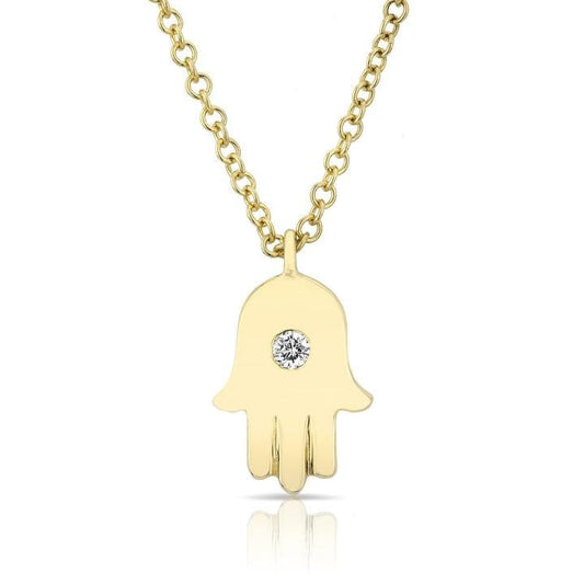 Diamond Hamsa Necklace / 14k Gold or Silver Diamond Hamsa Necklace / Diamond Protection Necklace / Layered Diamond Necklace / Diamond Hamsa