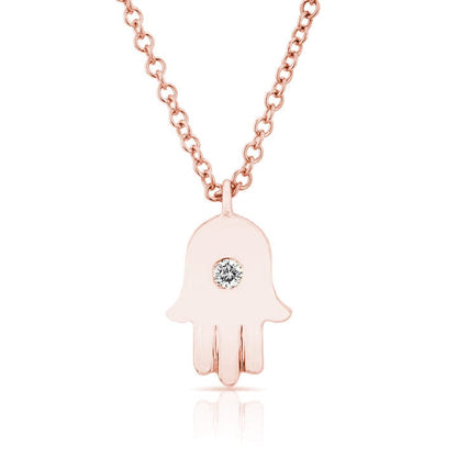 Diamond Hamsa Necklace / 14k Gold or Silver Diamond Hamsa Necklace / Diamond Protection Necklace / Layered Diamond Necklace / Diamond Hamsa