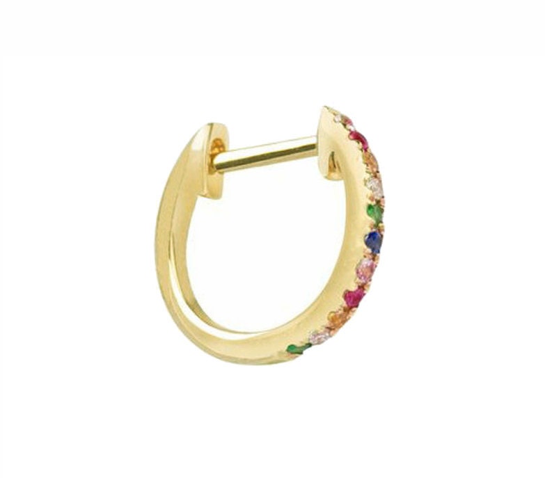 Rainbow Hoop Earrings / 14k Gold Multi Color Hoop Earrings / Anniversary Gift / Birthday Gift / Graduation Gift / Bridal Gift / Wedding Gift