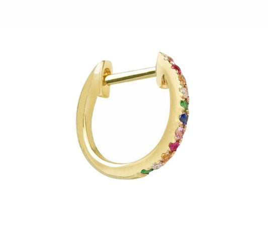 Rainbow Hoop Earrings / 14k Gold Multi Color Hoop Earrings / Anniversary Gift / Birthday Gift / Graduation Gift / Bridal Gift / Wedding Gift