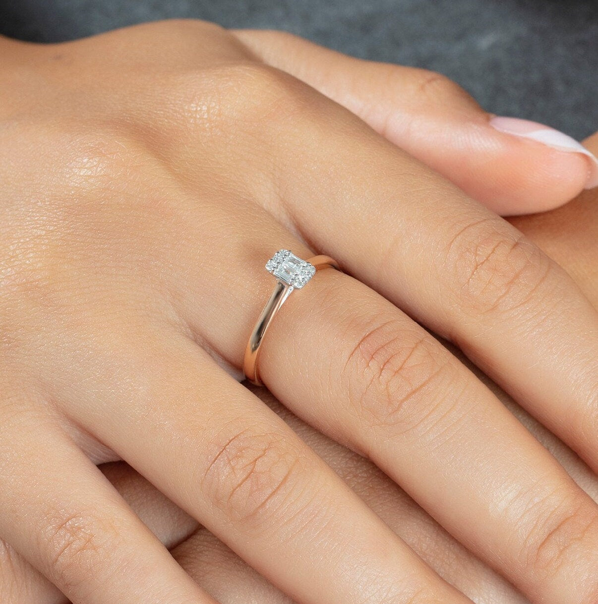 14k Gold Baguette Diamond Stacking Ring | Elegant Wedding Band or Anniversary Gift | Perfect Bridal Jewelry | Dainty and Timeless Design