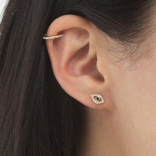 Evil Eye Sapphire and Diamond Stud Earrings