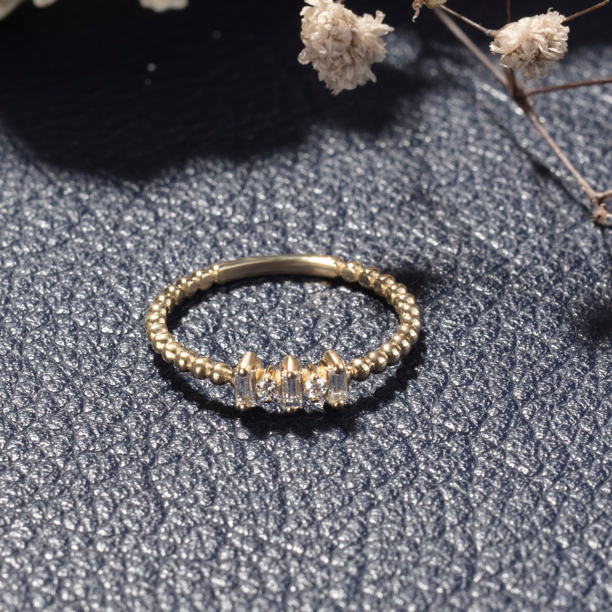 Baguette Diamond Stacking Ring / 14k Gold Baguette Diamond Wedding Band / Diamond Stacking Ring / Anniversary Gift / Diamond Gift Ideas