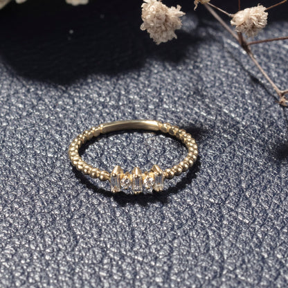 Baguette Diamond Stacking Ring / 14k Gold Baguette Diamond Wedding Band / Diamond Stacking Ring / Anniversary Gift / Diamond Gift Ideas
