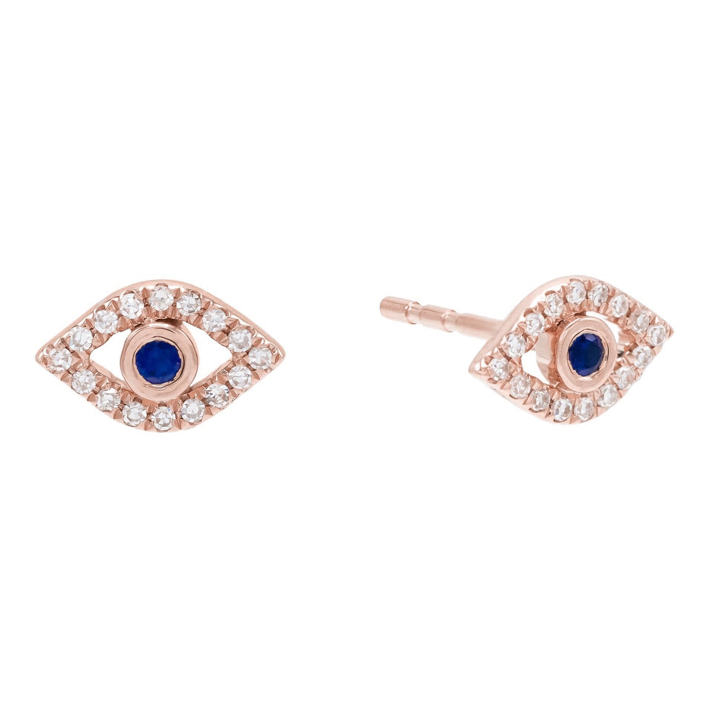 Evil Eye Sapphire and Diamond Stud Earrings