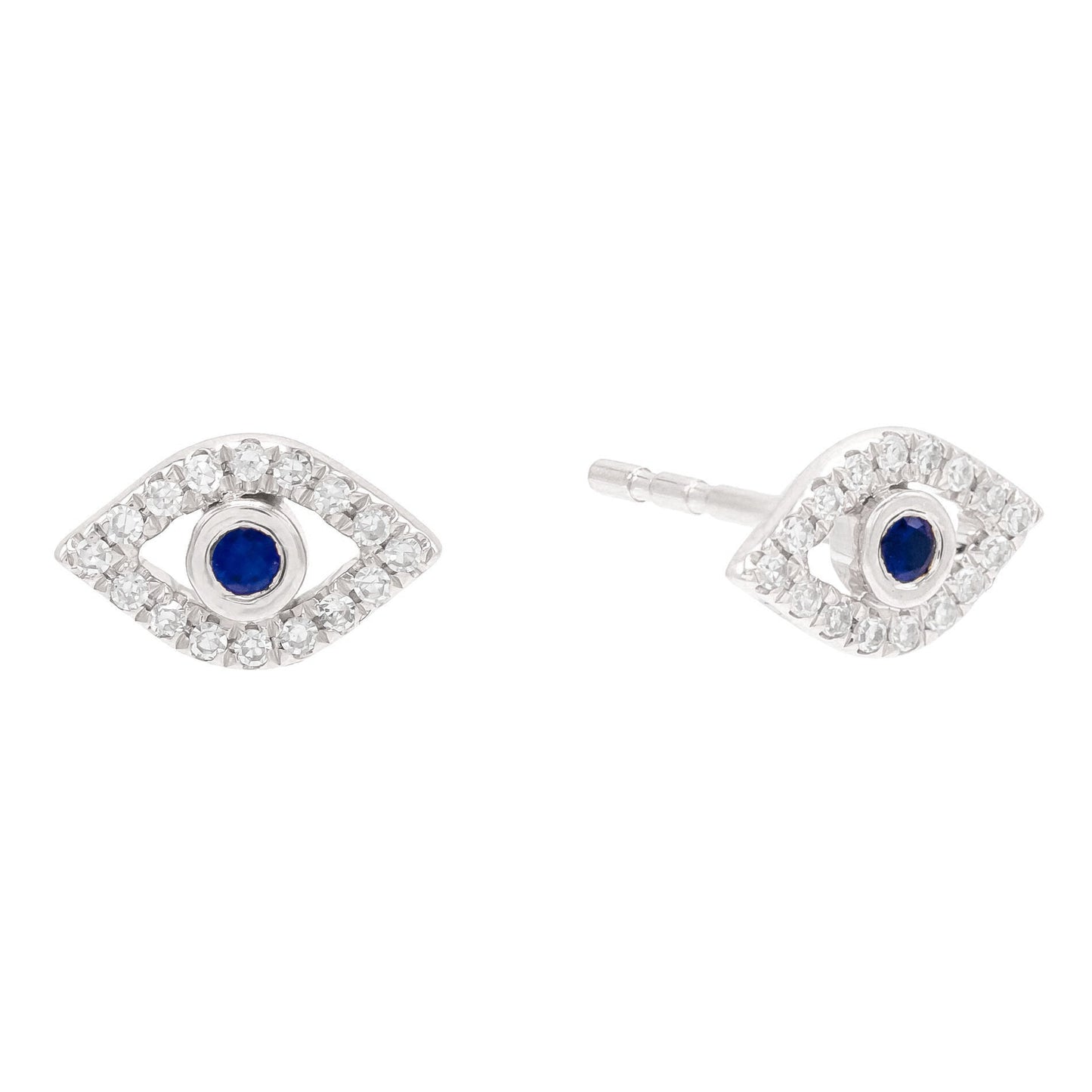 Evil Eye Sapphire and Diamond Stud Earrings
