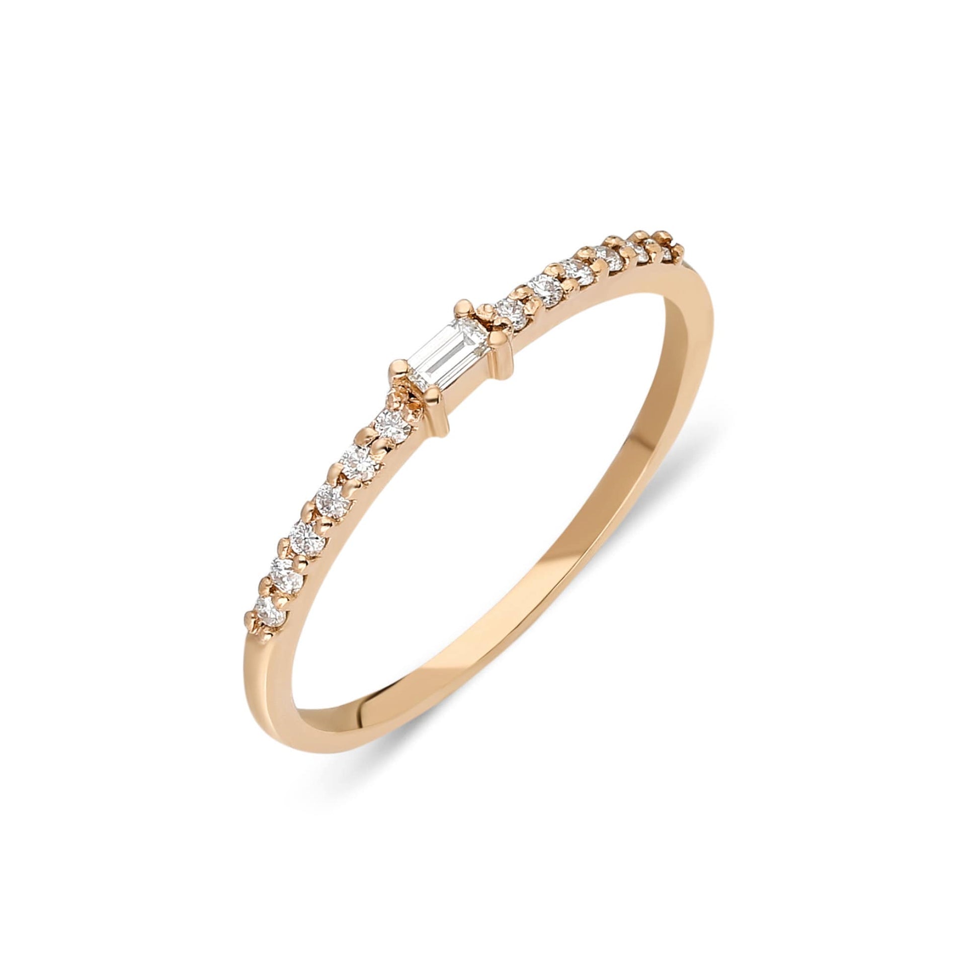 Baguette Diamond Stacking Ring / 14k Gold Baguette Diamond Wedding Band / Diamond Stacking Ring / Bridal Gift / Diamond Anniversary Ring