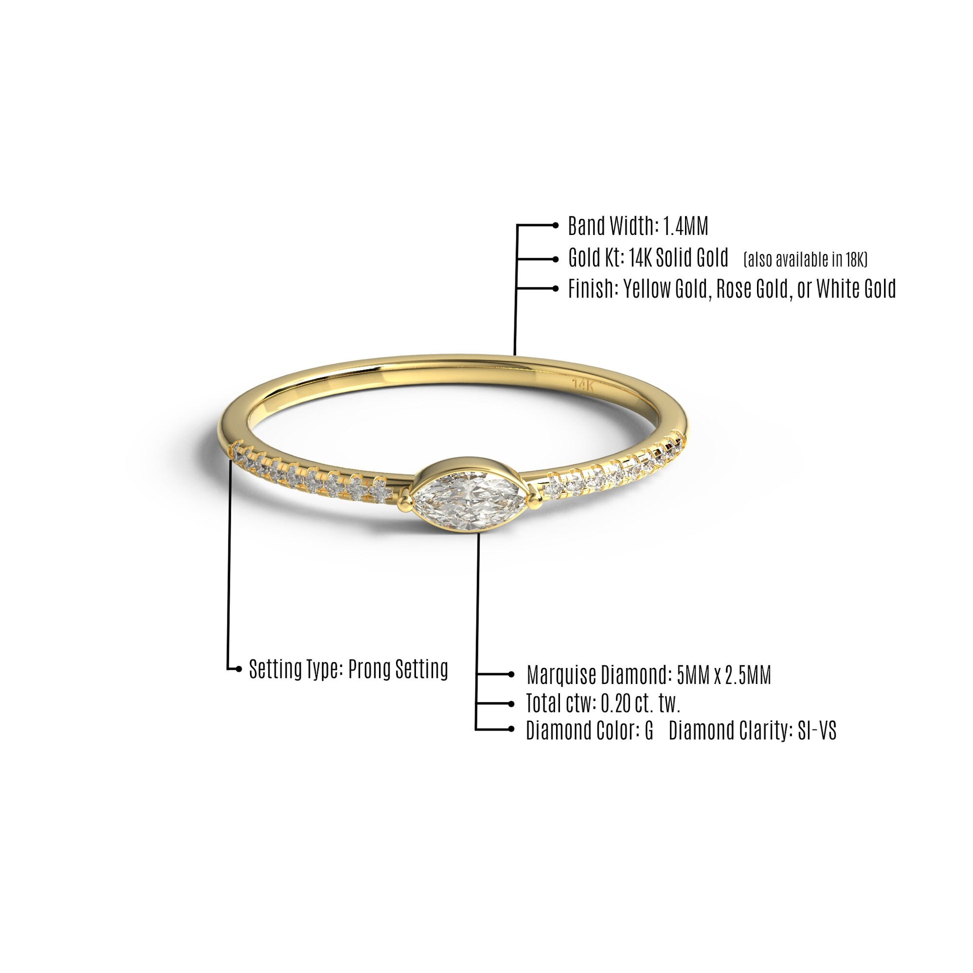 Marquise Diamond Wedding Band / 14k Gold Diamond Engagement Ring / Diamond Half Eternity Wedding Band / Diamond Wedding Ring / Bridal Gift