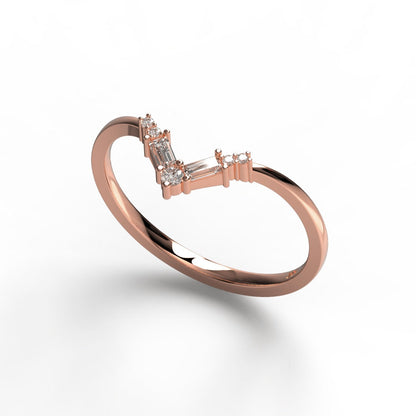 Curved Baguette Diamond Wedding Band