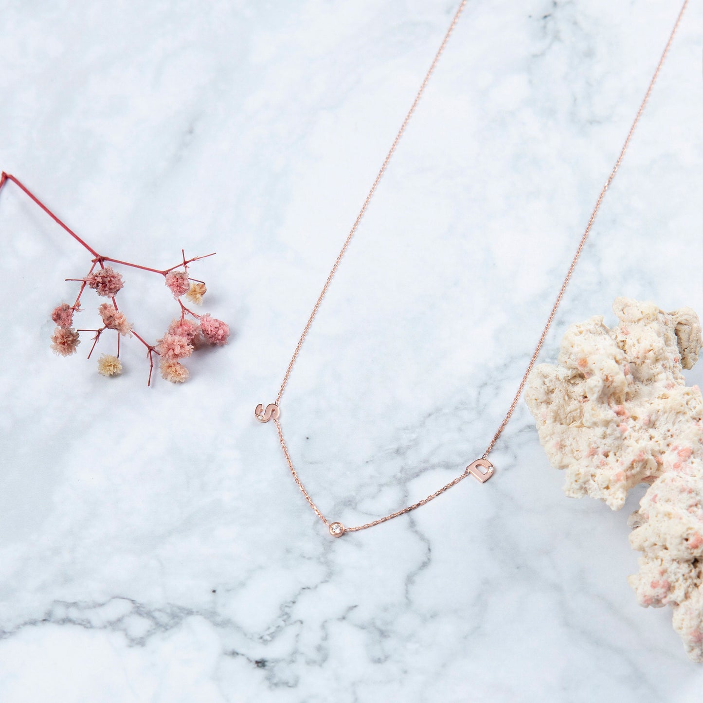 Personalized Bezel Diamond Initial Necklace