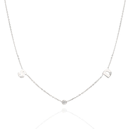 Personalized Bezel Diamond Initial Necklace