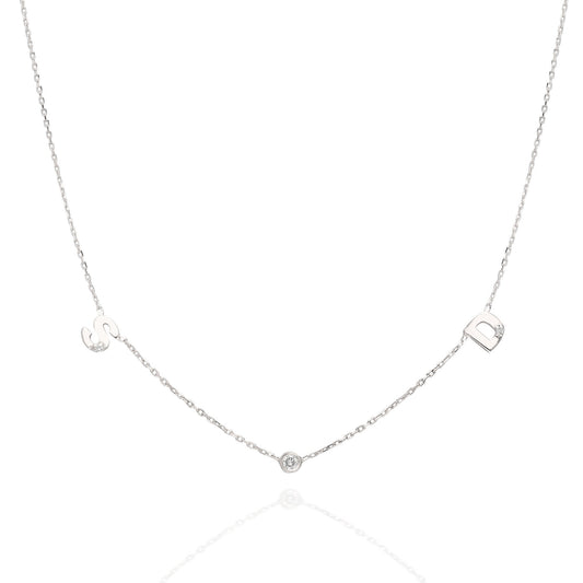 Personalized Bezel Diamond Initial Necklace