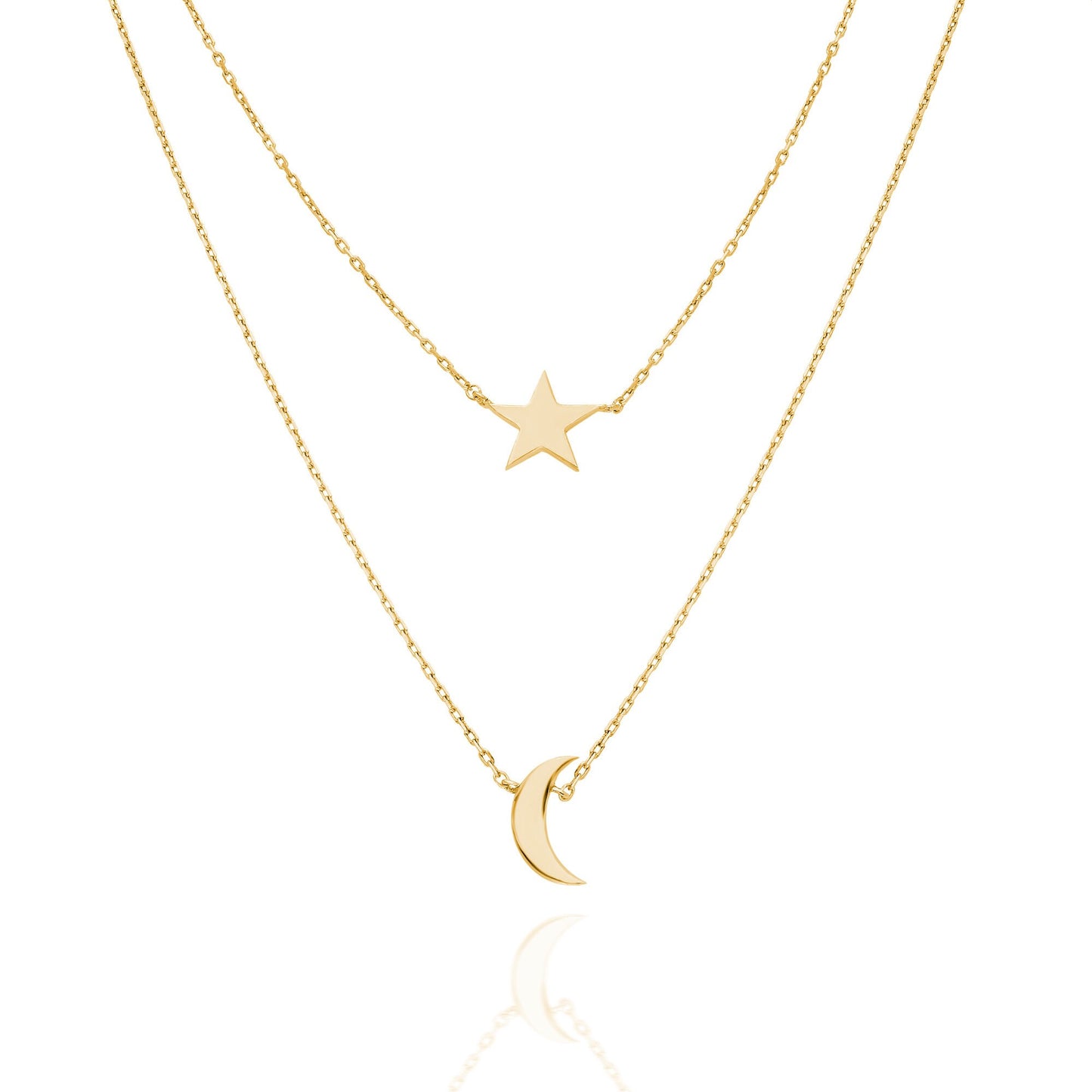 Gold Star Moon Initial Necklace / 14k Gold Star Moon Charm Necklace / Birthday Gift / Graduation Gift / Bridal Gift / Anniversary Gift
