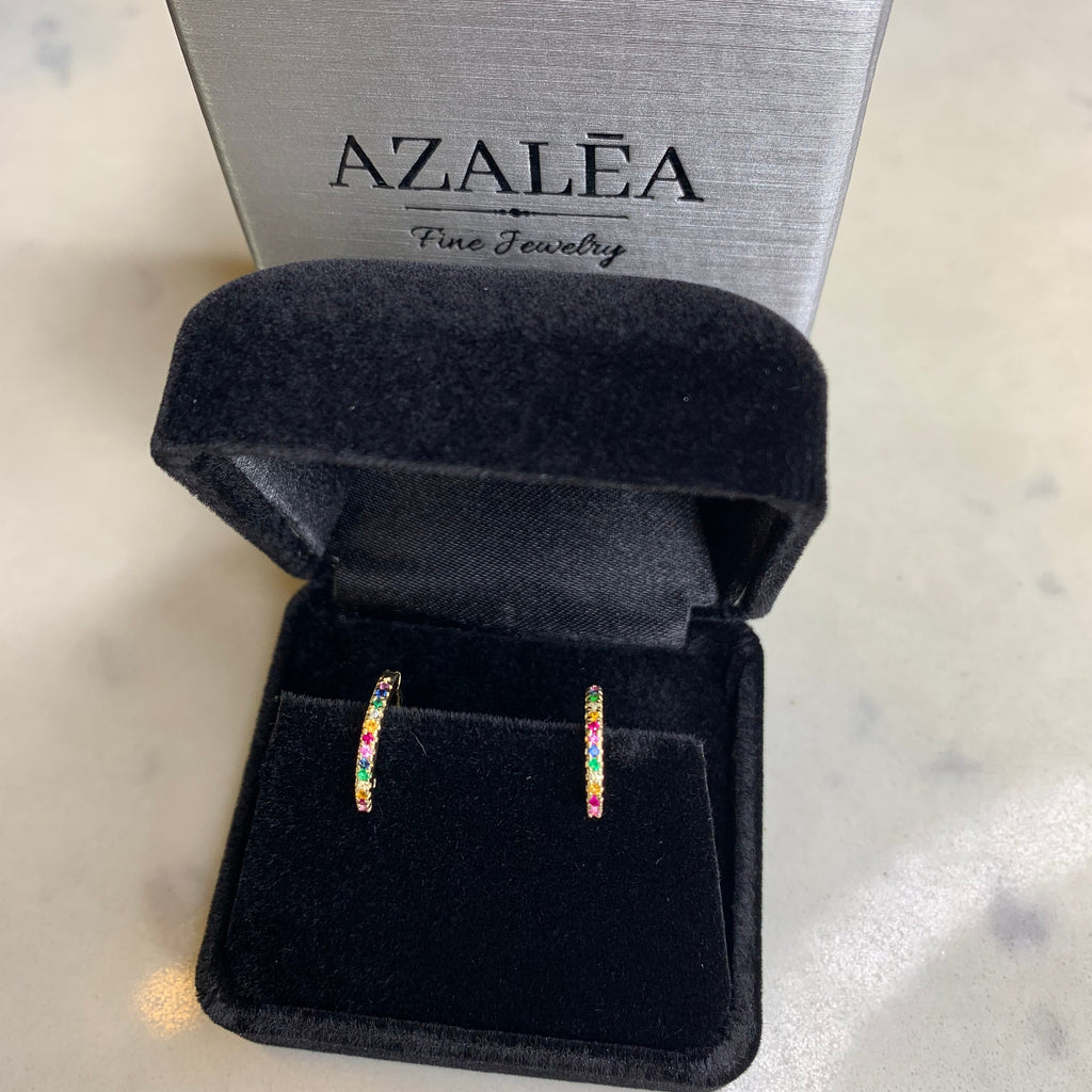 Rainbow Hoop Earrings / 14k Gold Multi Color Hoop Earrings / Anniversary Gift / Birthday Gift / Graduation Gift / Bridal Gift / Wedding Gift