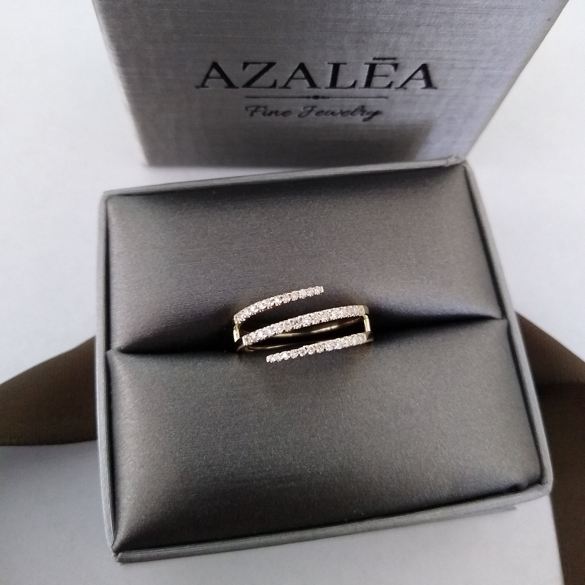 Diamond Spiral Cuff Ring / 14k Gold Spiral Diamond Cuff Ring / Anniversary Ring / Wedding Band / Stacking Ring / Bridal Gift / Birthday Gift