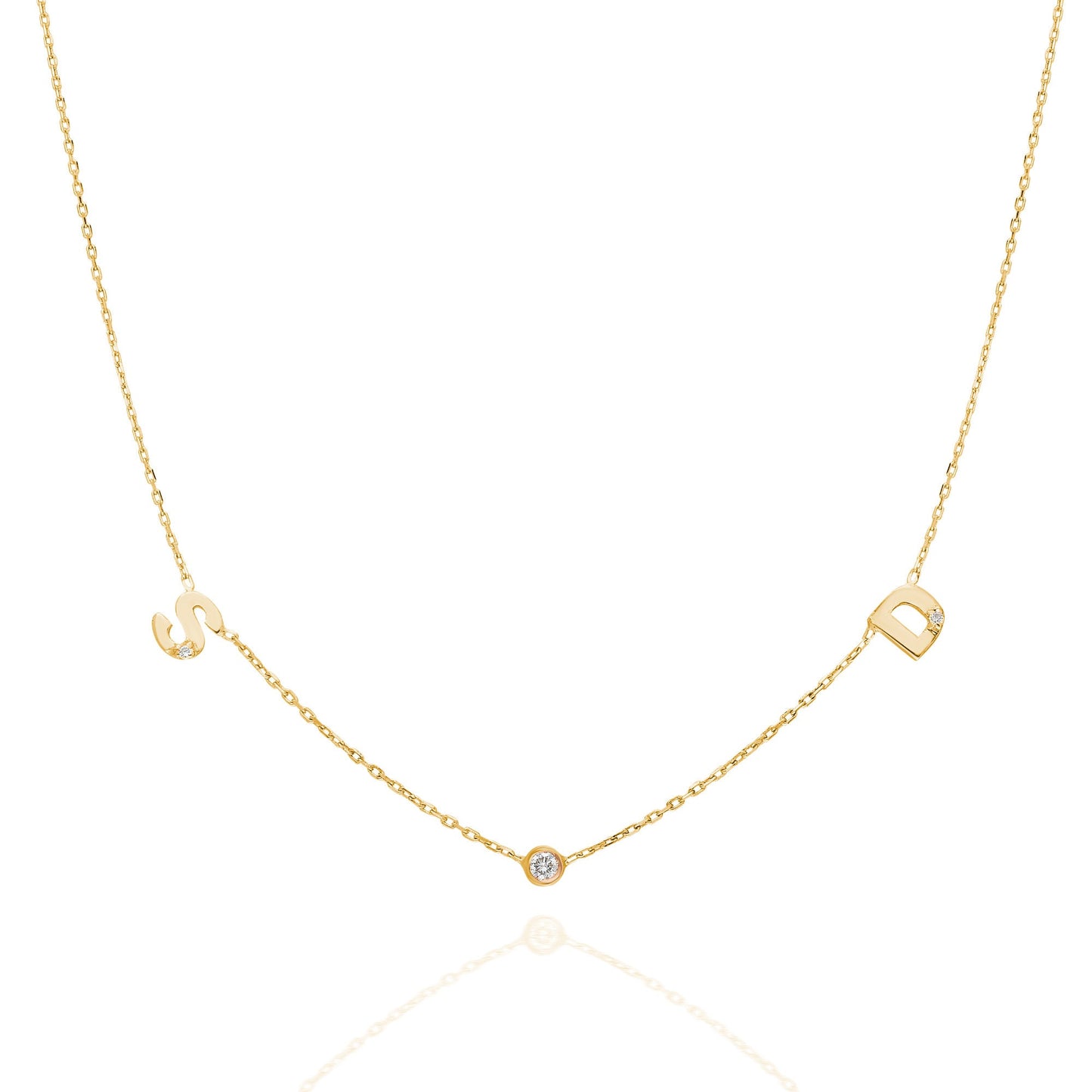 Personalized Bezel Diamond Initial Necklace