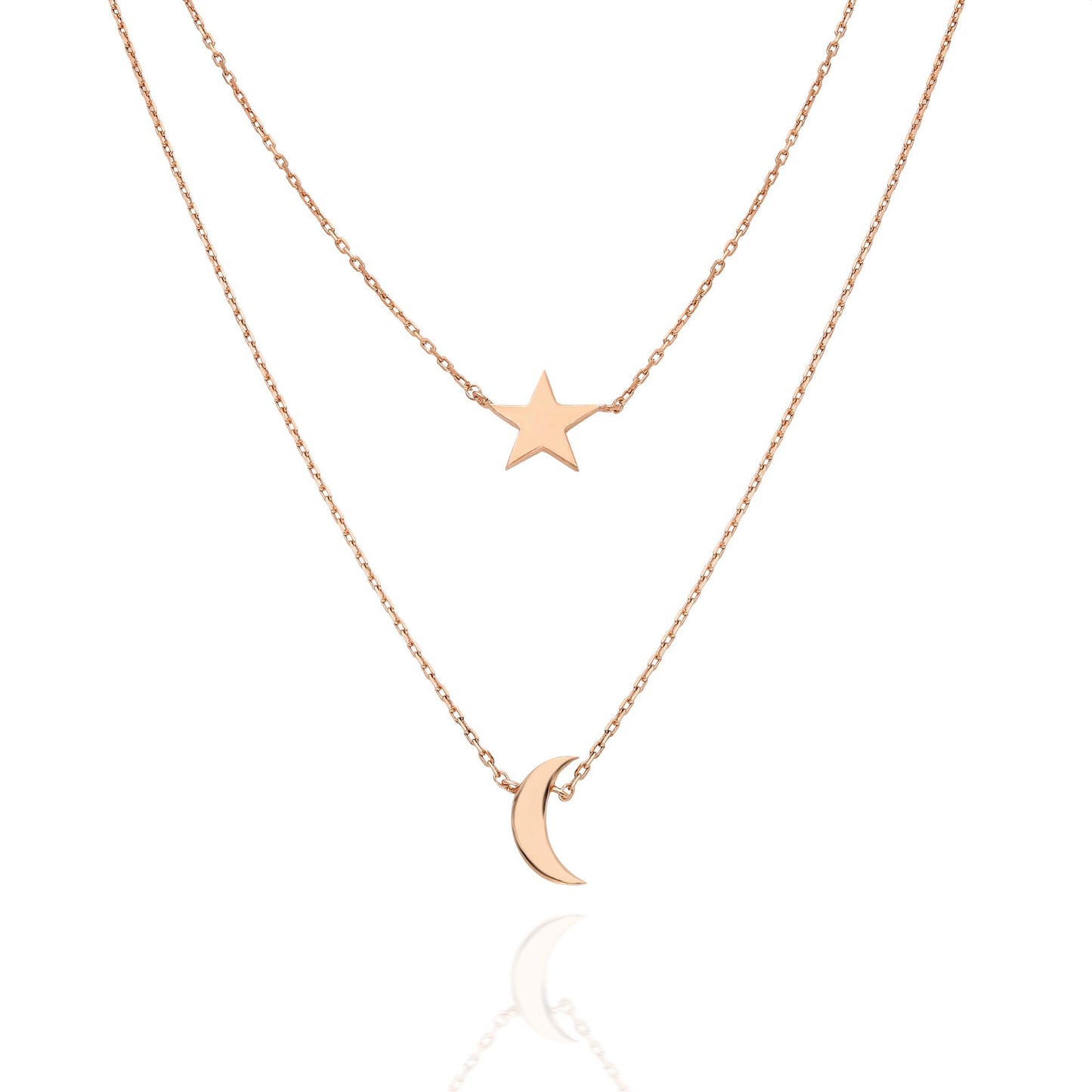 Gold Star Moon Initial Necklace / 14k Gold Star Moon Charm Necklace / Birthday Gift / Graduation Gift / Bridal Gift / Anniversary Gift