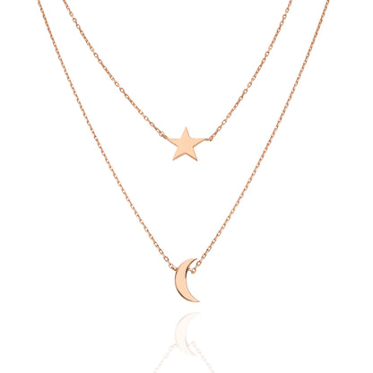 Gold Star Moon Initial Necklace / 14k Gold Star Moon Charm Necklace / Birthday Gift / Graduation Gift / Bridal Gift / Anniversary Gift