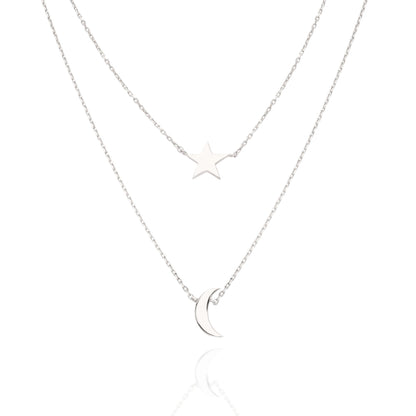 Gold Star Moon Initial Necklace / 14k Gold Star Moon Charm Necklace / Birthday Gift / Graduation Gift / Bridal Gift / Anniversary Gift