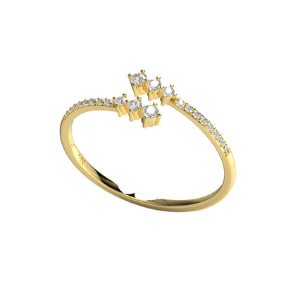 Diamond Spiral Cuff Ring / 14k Gold Spiral Diamond Cuff Ring / Anniversary Ring / Wedding Band / Stacking Ring / Bridal Gift / Birthday Gift