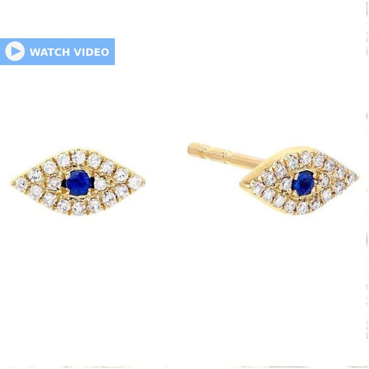 Evil Eye Sapphire and Diamond Evil Eye Stud Earrings