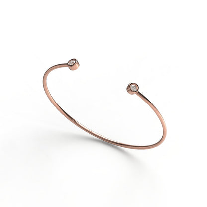 Bezel Diamond Bangle / 14k Gold Diamond Cuff Bracelet / Birthday Gift / Dainty Diamond Bangle / Diamond Gift Ideas / Diamond Gift for Her