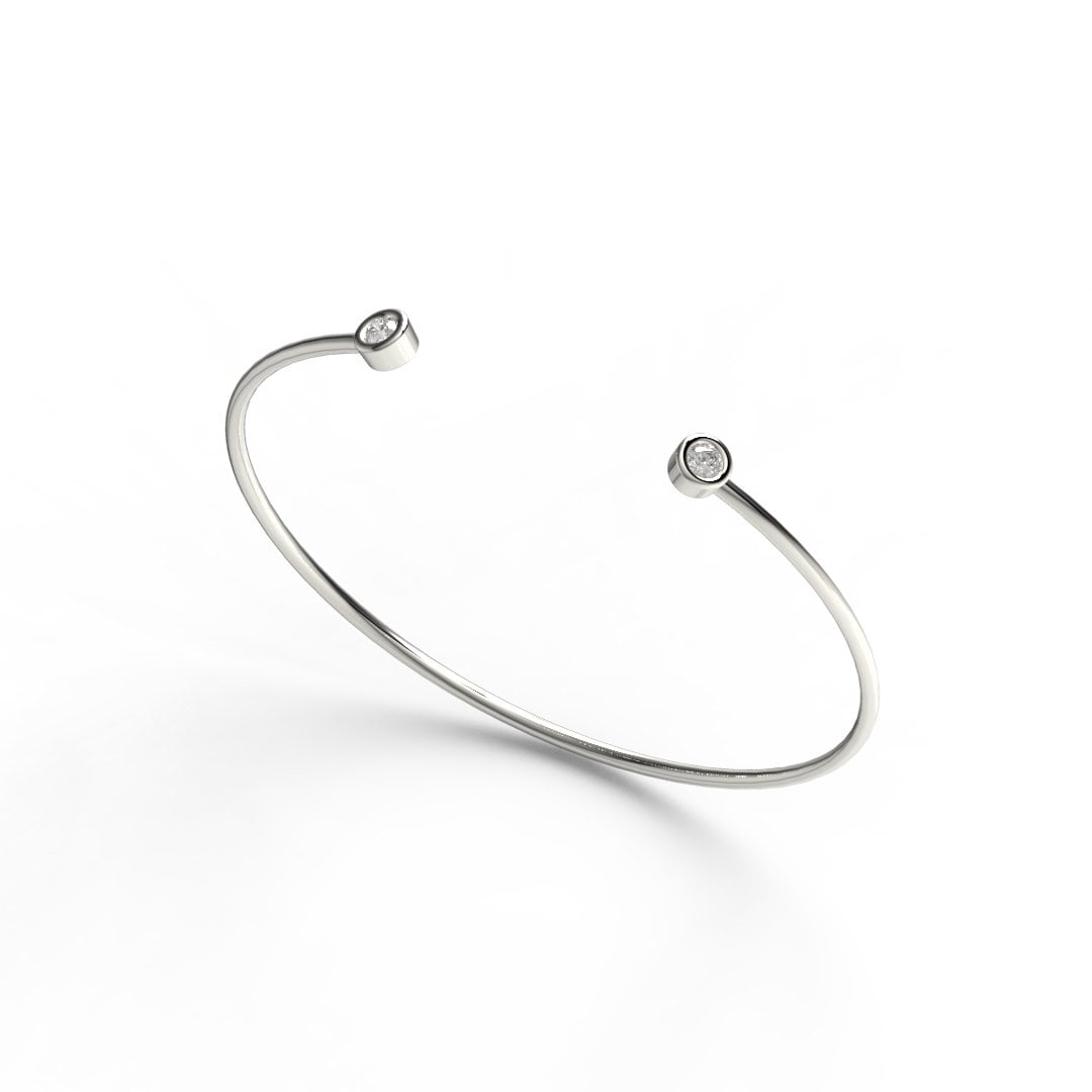 Bezel Diamond Bangle / 14k Gold Diamond Cuff Bracelet / Birthday Gift / Dainty Diamond Bangle / Diamond Gift Ideas / Diamond Gift for Her