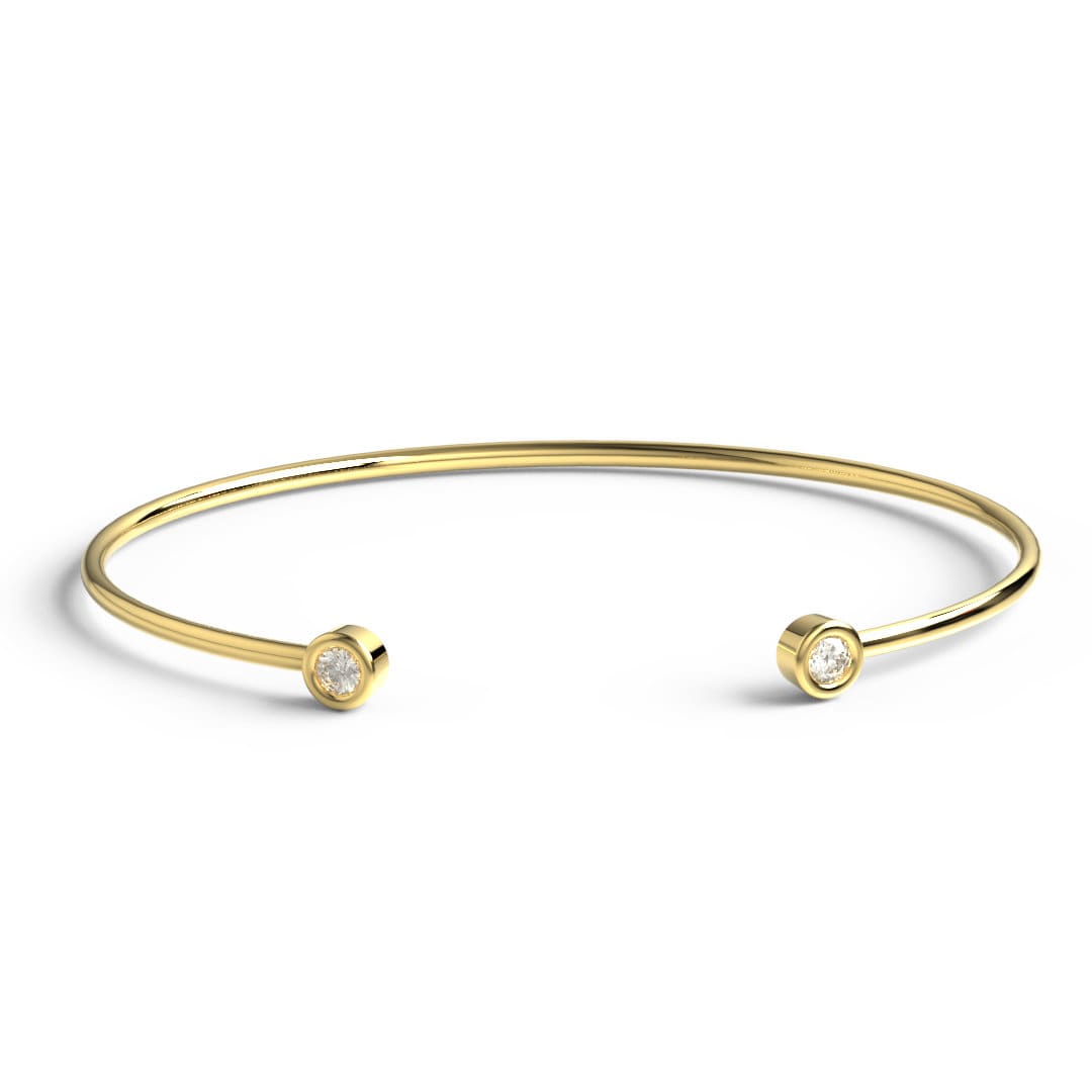 Bezel Diamond Bangle / 14k Gold Diamond Cuff Bracelet / Birthday Gift / Dainty Diamond Bangle / Diamond Gift Ideas / Diamond Gift for Her