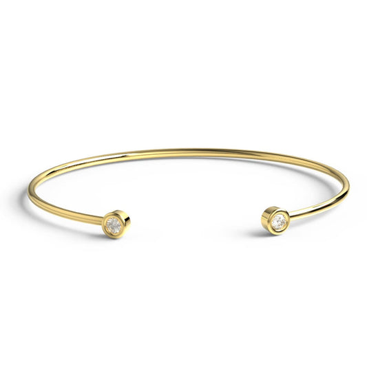 Bezel Diamond Bangle / 14k Gold Diamond Cuff Bracelet / Birthday Gift / Dainty Diamond Bangle / Diamond Gift Ideas / Diamond Gift for Her