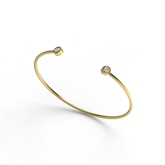 Bezel Diamond Bangle / 14k Gold Diamond Cuff Bracelet / Birthday Gift / Dainty Diamond Bangle / Diamond Gift Ideas / Diamond Gift for Her