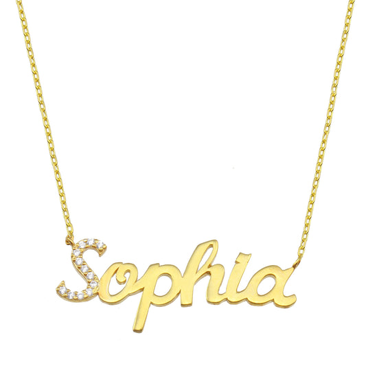 Diamond Name Necklace / 14k Personalized Diamond Name Necklace / Personalized Diamond Letter Necklace / Birthday Gift / Diamond Gift Ideas