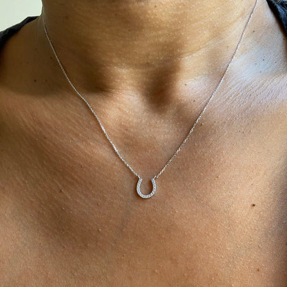 Diamond Horseshoe Necklace / 14k Gold Diamond Horseshoe Necklace / Layer Necklace / Birthday Gift / Graduation Gift / Anniversary Gift