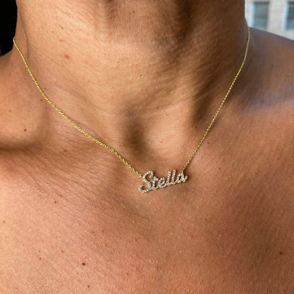 Diamond Name Necklace / 14k Personalized Diamond Name Necklace / Dainty Name Necklace / Birthday Gift / Diamond Gift Ideas