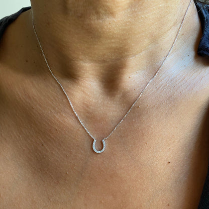 Diamond Horseshoe Necklace / 14k Gold Diamond Horseshoe Necklace / Layer Necklace / Birthday Gift / Graduation Gift / Anniversary Gift